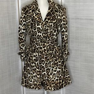 Alice + Olivia leopard print trench jacket EUC S